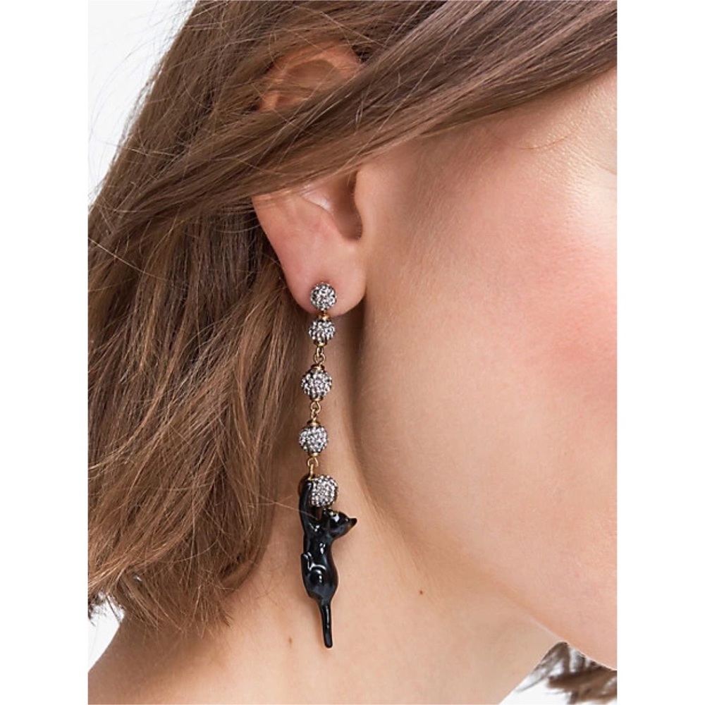 KATE SPADE • House Cat Linear Mismatched Crystal Earrings - Picture 5 of 5